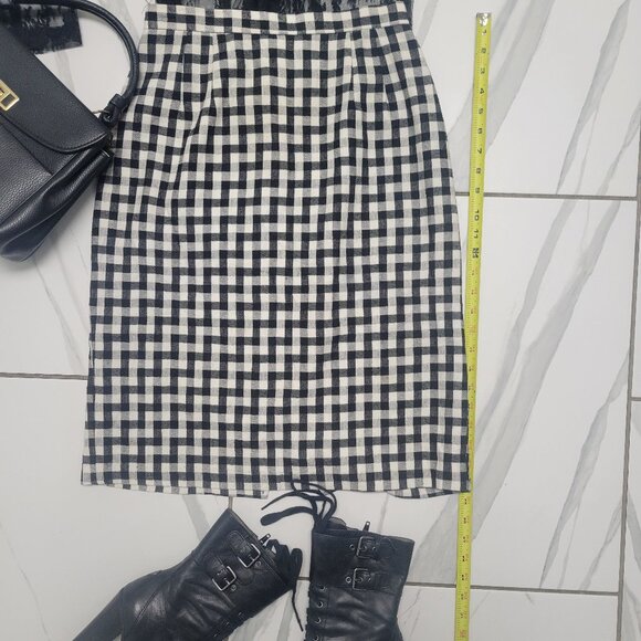 Vintage 90s Ira Joyce Black and White Checkered Skirt xs sm - Picture 2 of 5